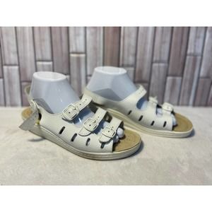Fly Flot White Leather Sandals - 40/9.5